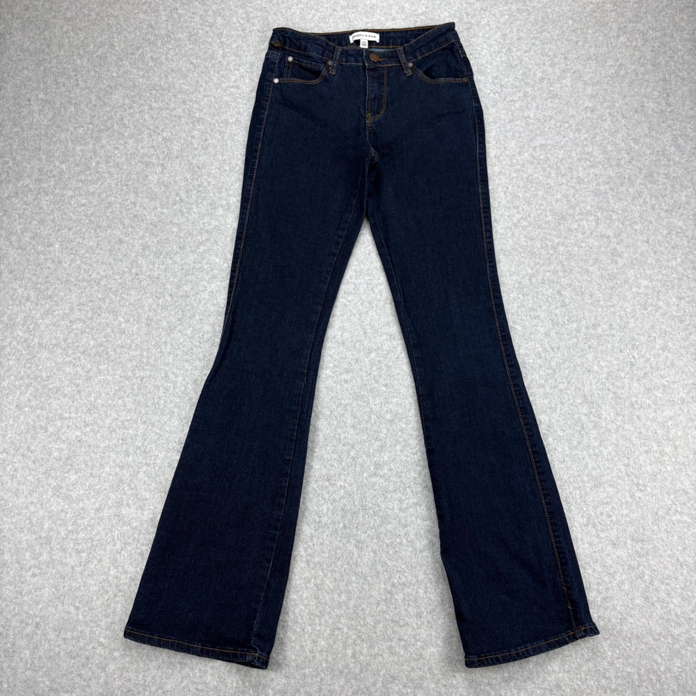 Kendall & Kylie Flare Jeans Womens 1/2 Blue Dark Wash Stretch Y2K Indie Sleaze